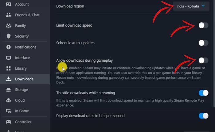 Juegos de Steam Velocidad de descarga lenta