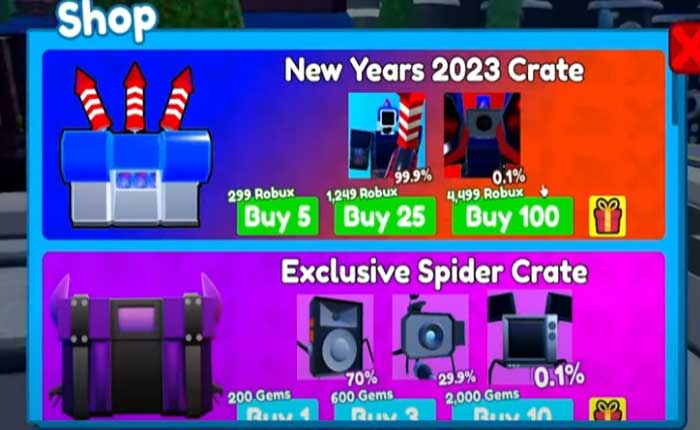 WC Tower Defense Año Nuevo 2023 Tienda de cajas