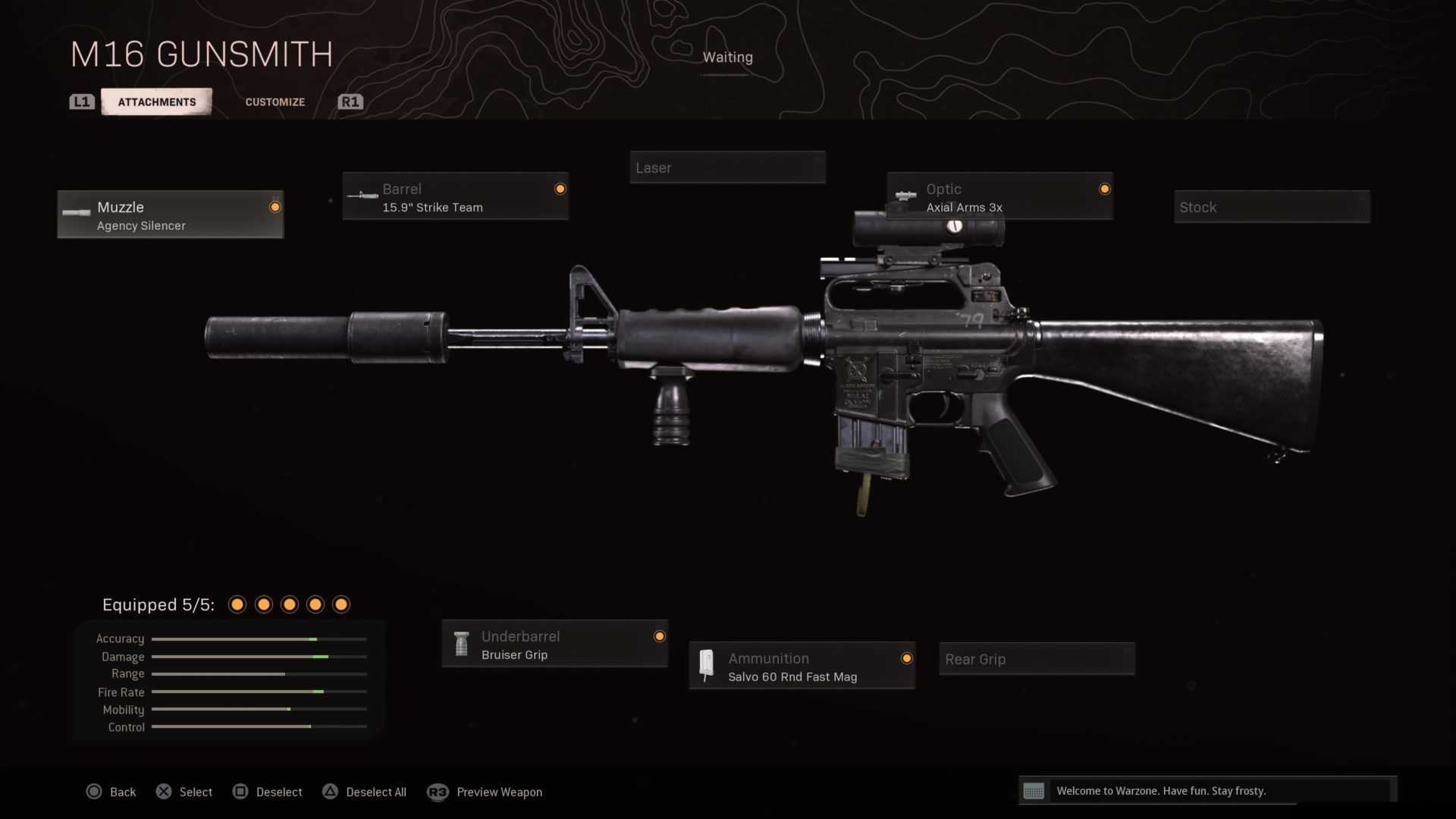 Equipamiento de la zona de guerra M16