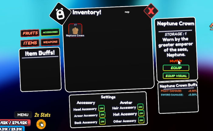 Cómo conseguir los 5 accesorios nuevos en One Fruit Simulator (2023) 3 Accesorios para el simulador de una fruta