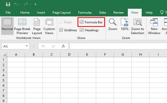 Cómo arreglar la barra de fórmulas que no se muestra en Excel 2 Habilitar la barra de fórmulas en Excel