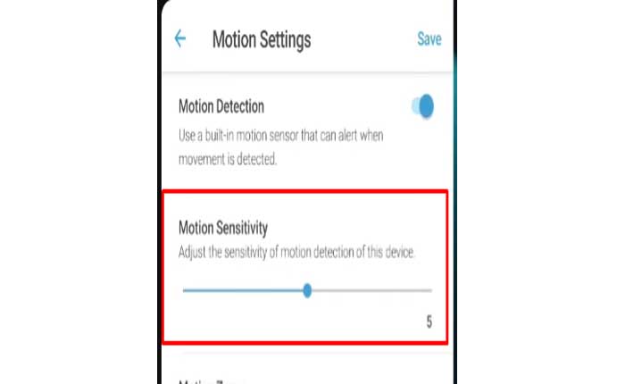 Cómo arreglar la cámara parpadeante que no detecta movimiento (2023) 3 Administrar la sensibilidad al movimiento para la cámara parpadeante