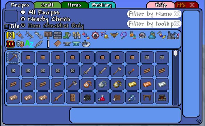 Cómo arreglar el navegador de recetas que no funciona en Terraria (2023) 1 Navegador de recetas en Terraria
