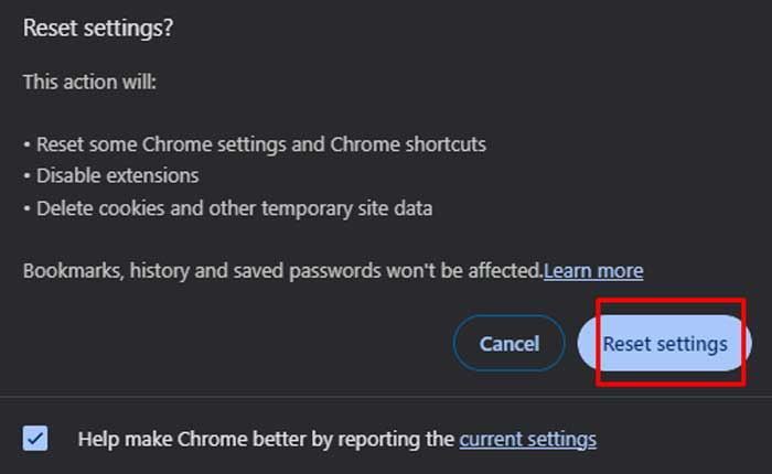 Cómo detener la búsqueda de Yahoo y seguir abriéndose en Chrome (2024) 7 Restablecer la configuración de Chrome