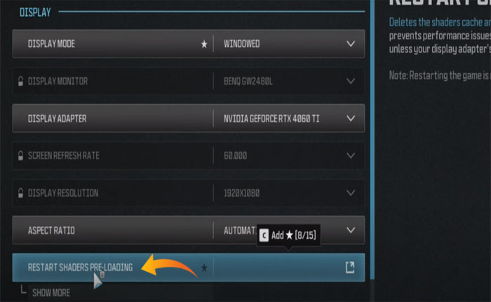 Cómo arreglar los sombreadores MW3 que no se cargan (2024) 2 reiniciar la precarga del sombreador