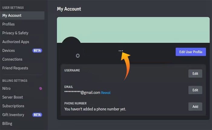 Cómo compartir el enlace del perfil de Discord (2024) 3 tres puntos 1