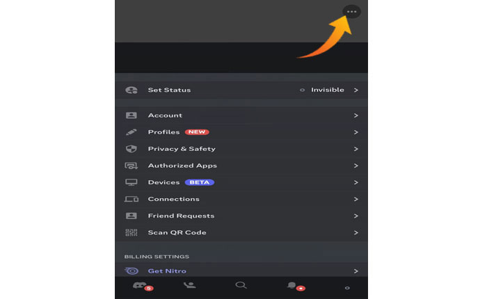 Cómo compartir el enlace del perfil de Discord (2024) 6 móvil tres puntos 1