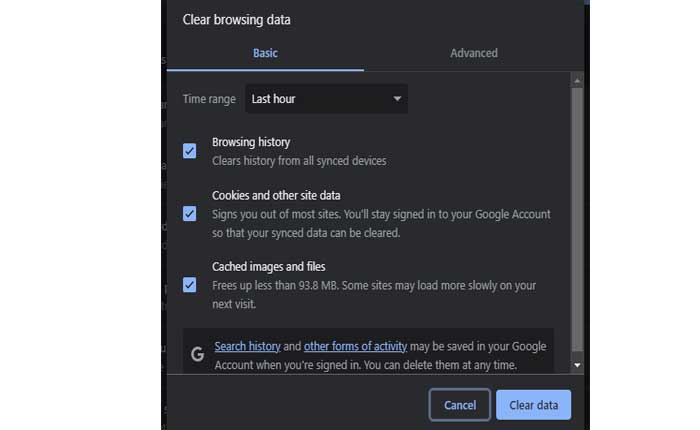 Cómo arreglar los gestos de 7TV que no se muestran 9 Borrar caché y datos del navegador