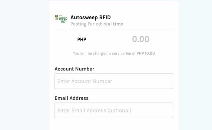 Cargar barrido automático usando GCash