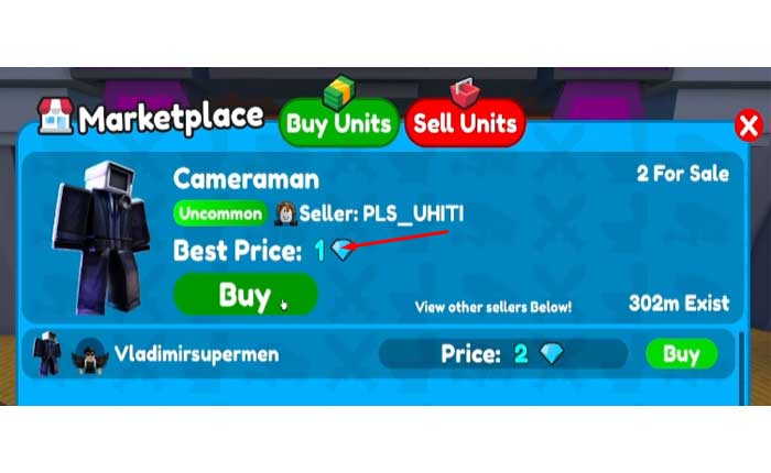 Cómo comprar y vender unidades en el mercado de Toilet Tower Defense (2024) 4 Cómo comprar y vender unidades en el mercado de Toilet Tower Defense