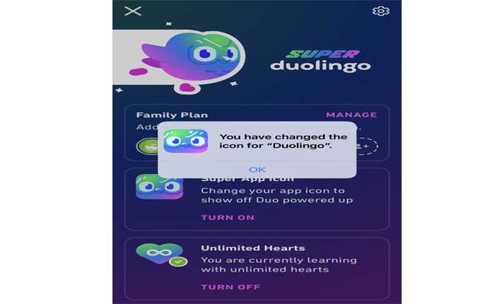 Cómo cambiar el ícono de la aplicación Duolingo (2024) 3 Cambiar el ícono de la aplicación de Duolingo