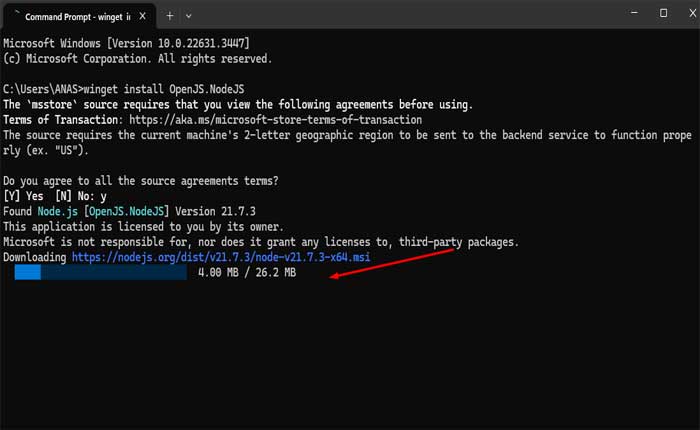 Cómo instalar Node.js con Winget (2024) 4 Cómo instalar Node.js con Winget