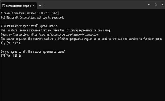 Cómo instalar Node.js con Winget (2024) 3 Cómo instalar Node.js con Winget