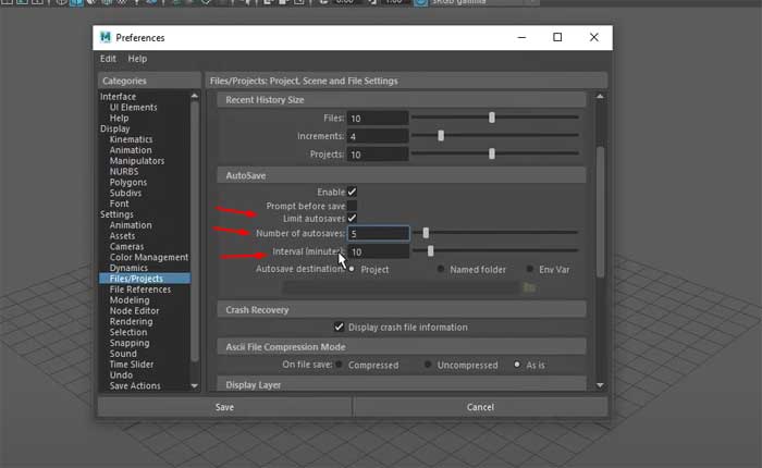 Cómo utilizar el guardado automático en Maya (2024) 3 Cómo utilizar el guardado automático en Maya