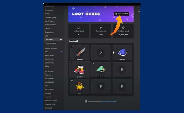 Las cajas de botín de Discord no se muestran