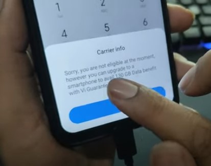 Mensaje de error de idea de Vodafone